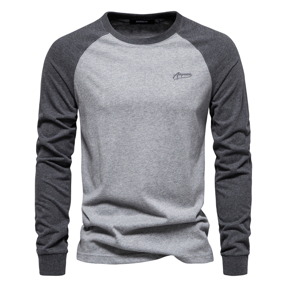 Herren Langarmshirt Modern Raglan Design Schwarz