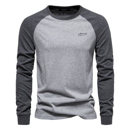 Herren Langarmshirt Modern Raglan Design Schwarz