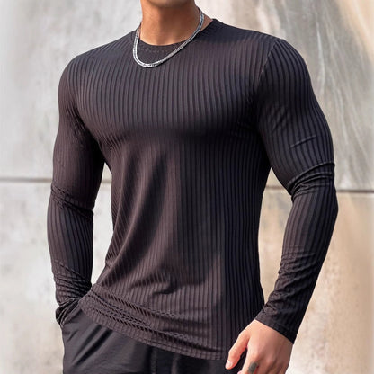 Herren Langarmshirt Sportlich Strukturiert Modern