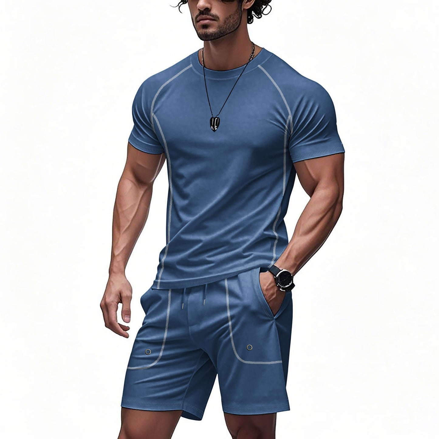 Herren Sport Set Kurzarm T-Shirt und Shorts atmungsaktiv