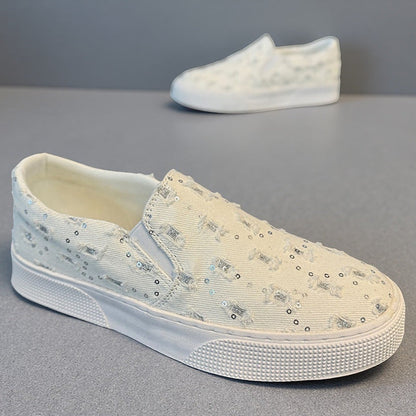Damen Sneaker Komfortabel Glitzernde Schuhe Sportlich - BerlinGlamour