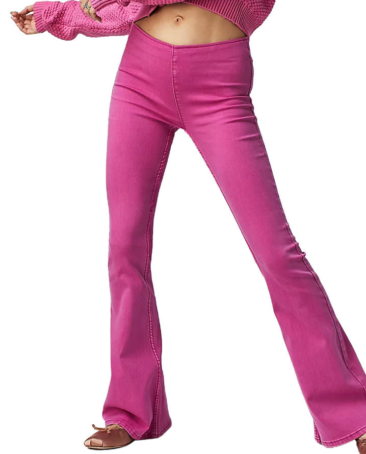 Damen Highwaist Jeans Flared Schnitt Figurbetont