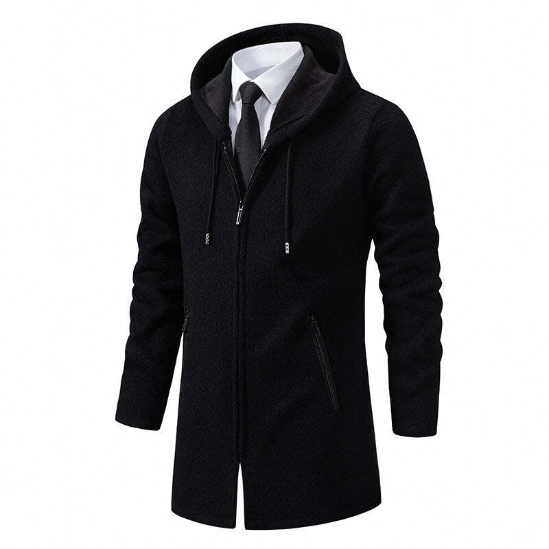 Herren Parka Jacke Mit Kapuze Reißverschluss Elegant