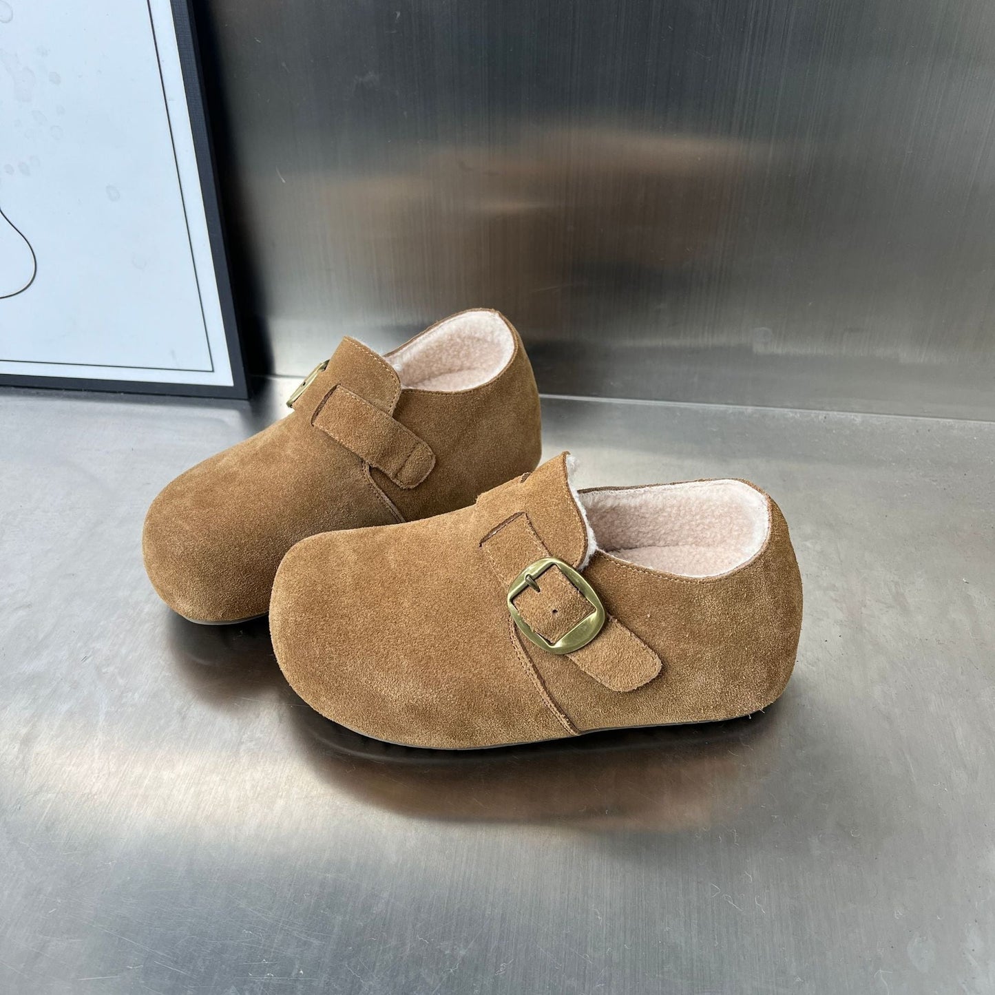 Damen Clogs Warm mit Fleece Innenfutter und Schnalle