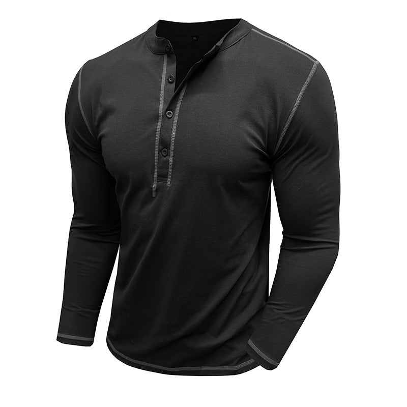 Herren Hemden Langarm Henley Ausschnitt Modern