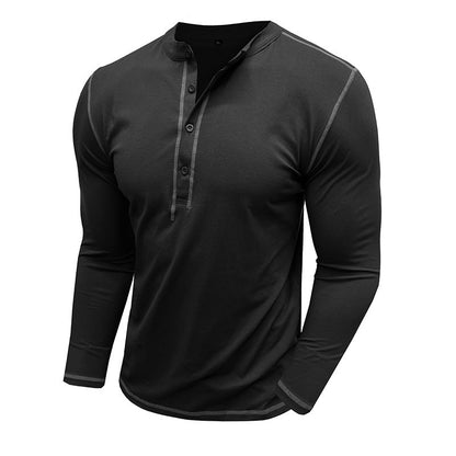 Herren Hemden Langarm Henley Ausschnitt Modern