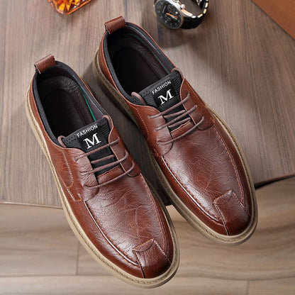Herren Leder Schnürschuhe Bequem Rutschfest Modern
