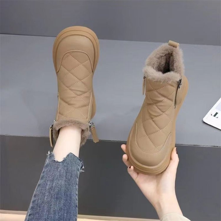 Damen Winterstiefel Gefüttert Warm mit Reißverschluss Flauschig