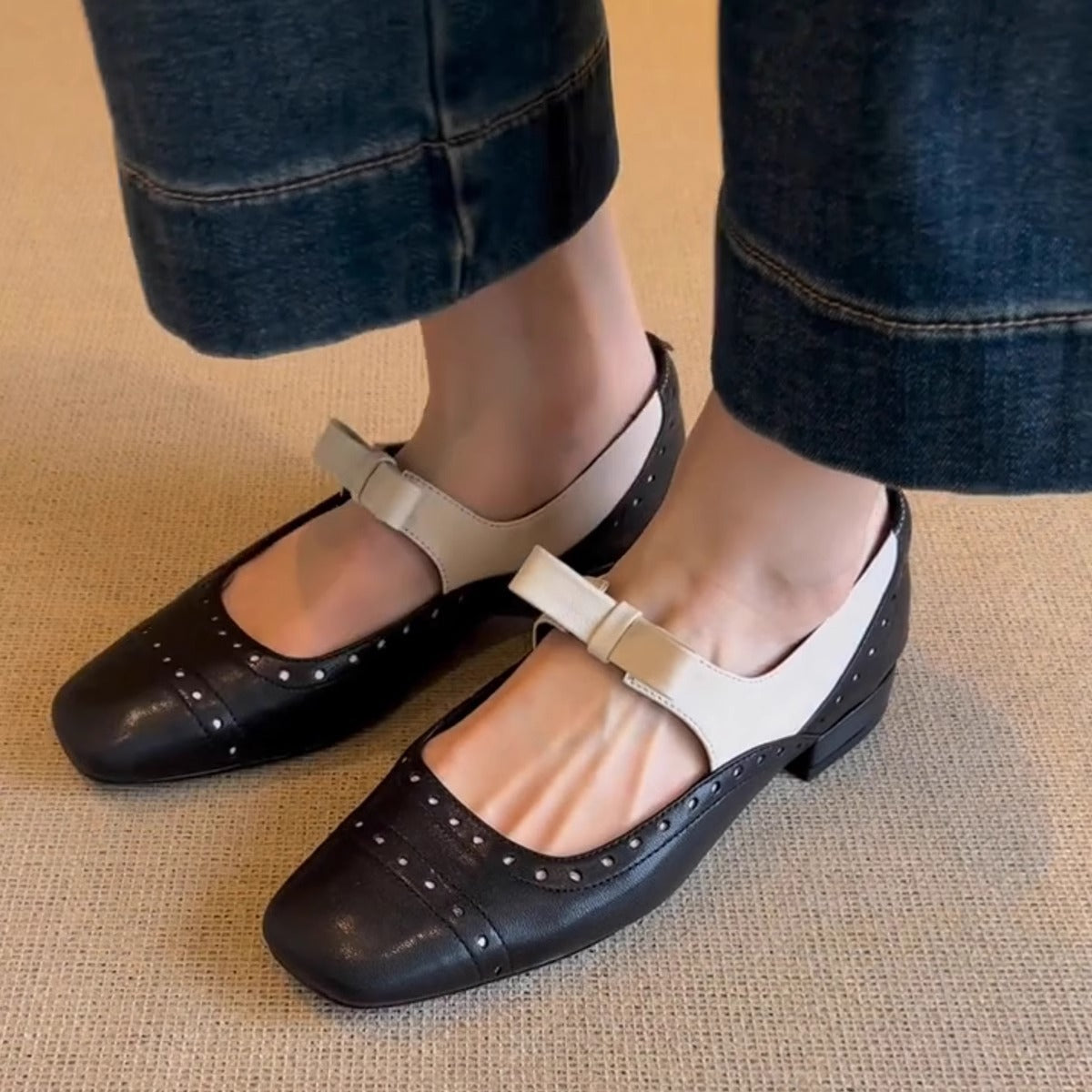 Damen Ballerinas Schuhe Elegant mit Verzierungen