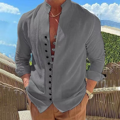 Herren Hemd aus Baumwolle Stehkragen Modern Berlin Style
