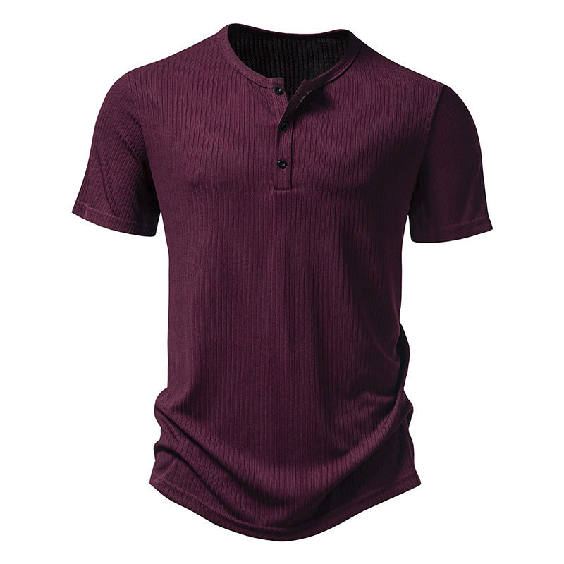 Herren Kurzarm-Shirt Modern mit Knöpfen und Struktur-Oberfläche