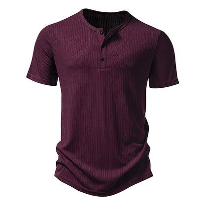 Herren Kurzarm-Shirt Modern mit Knöpfen und Struktur-Oberfläche