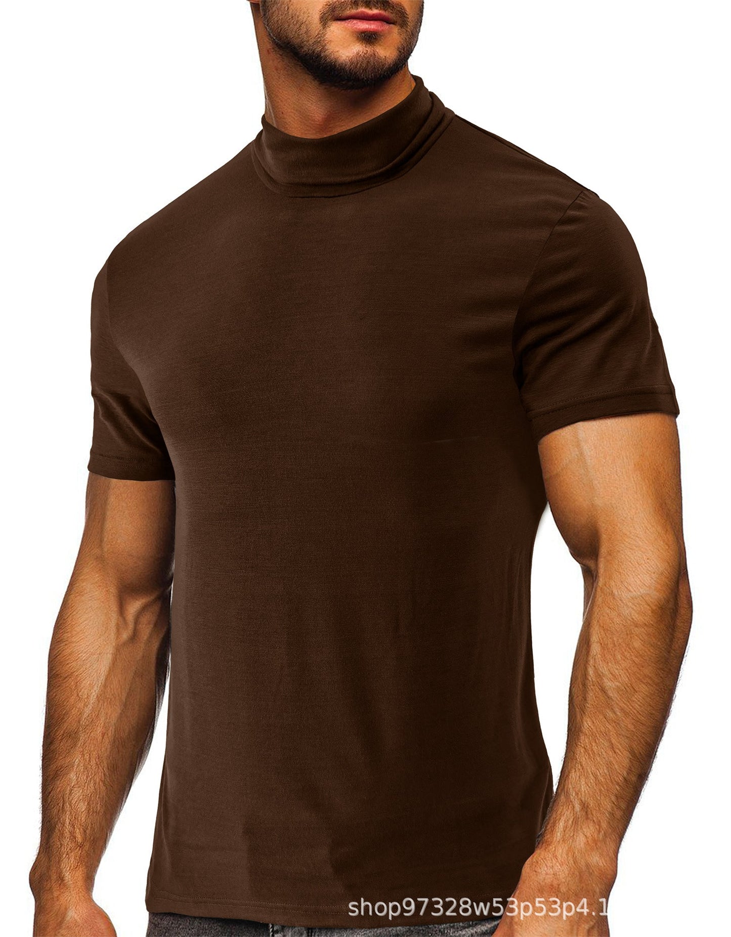 Herren T-Shirt Kurzarm Modern mit Rollkragen Trendy