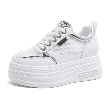Damen Plateau Sneaker atmungsaktiv mit Mesh Obermaterial