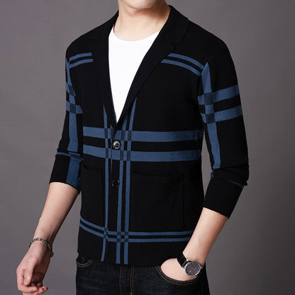 Herren Strickblazer Eleganter Karo Modern