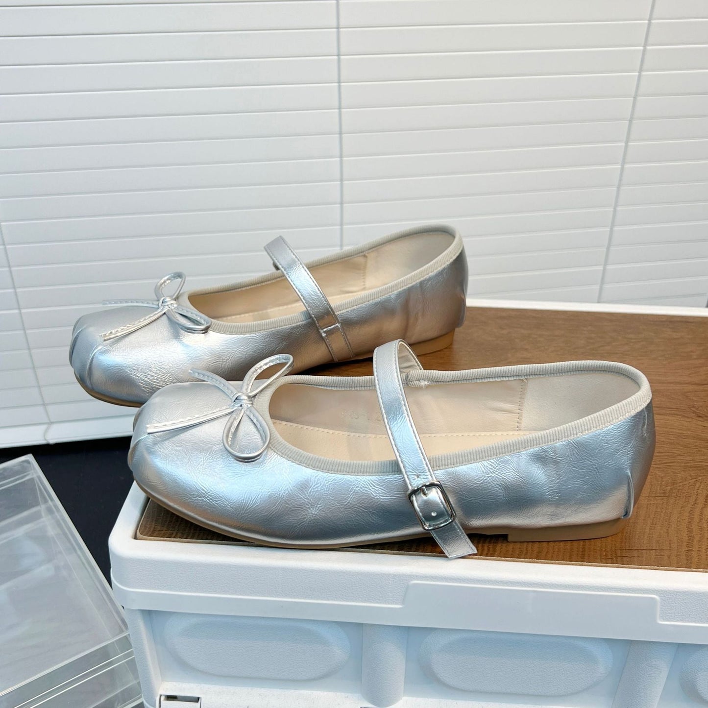 Damen Ballerinas Elegante Schleifen Riemen Schuhe