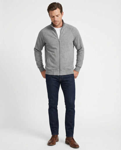 Herren Sweatjacke Stehkragen Raglan Ärmel Reißverschluss Modern