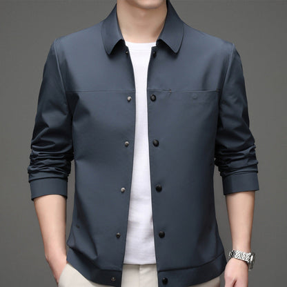 Herren Übergangsjacke Elegant mit Druckknopfverschluss Schwarz