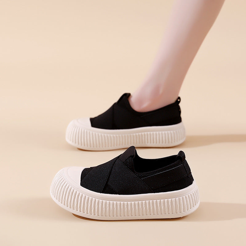 Damen Sneaker Slip-On Elastisch Rutschfest Schwarz Modisch