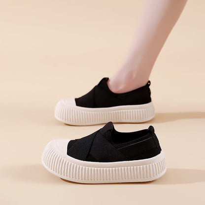 Damen Sneaker Slip-On Elastisch Rutschfest Schwarz Modisch