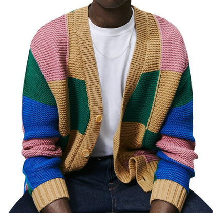 Herren Strickcardigan Gestreift Bunt Modern