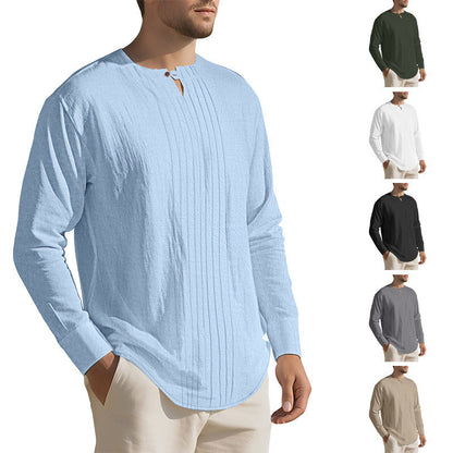 Herren Hemd Langarm Elegant mit Stehkragen Modern - BerlinGlamour