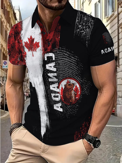 Herren Poloshirt Kanada Motiv Modern Berlin Style