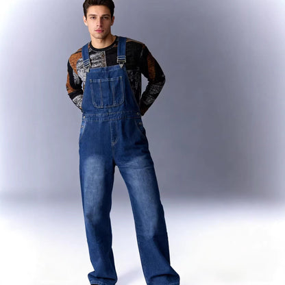 Herren Latzhose Jeans Bequem Weit Schnitt
