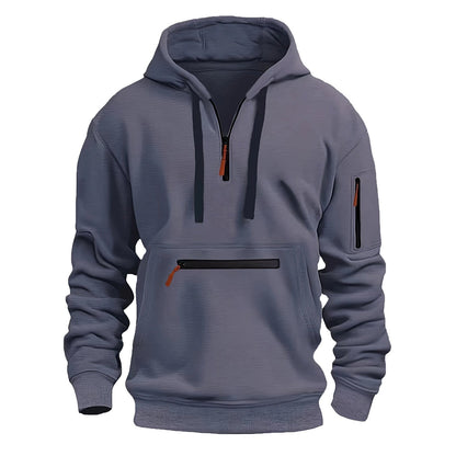 Herren Zip-Hoodie mit Reflektorstreifen und Vielzahl Taschen Sportlich