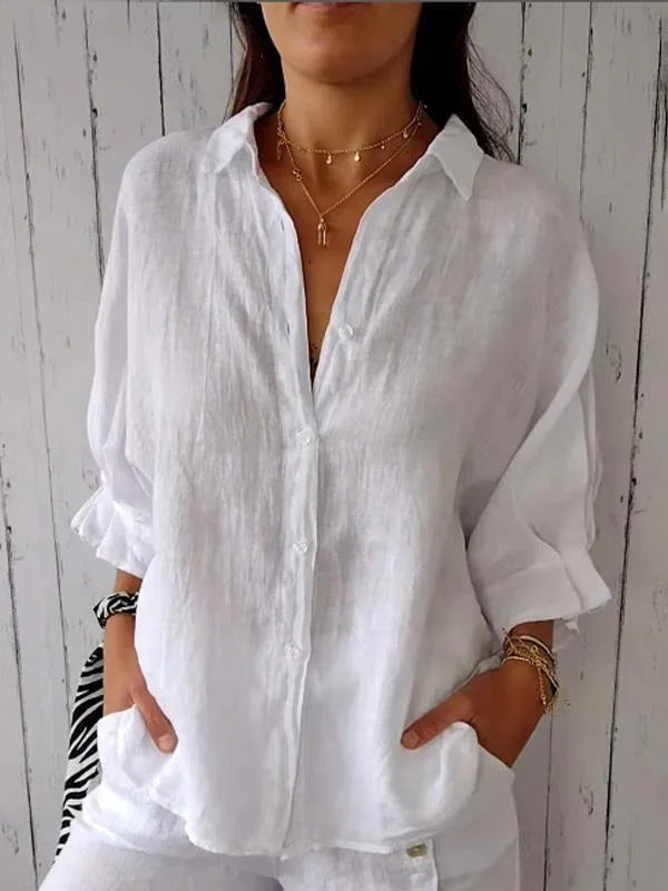 Leichte Damen Leinenbluse mit lockerer Passform Sommer