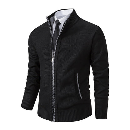 Herren Strickjacke Elegant Reißverschluss Kragen