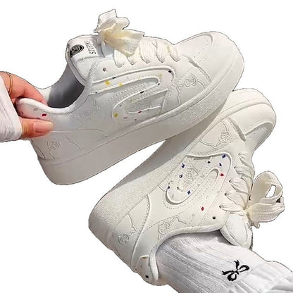 Damen Sneaker Sportlich Weiß