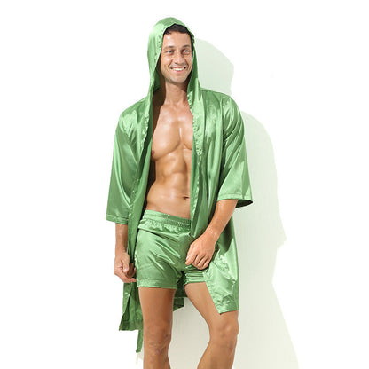 Weicher Herren Bademantel atmungsaktiv Satin Luxus