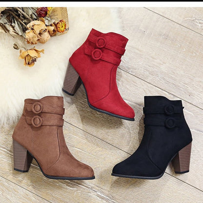 Damen Stiefeletten mit Riemen und hohem Absatz Elegant