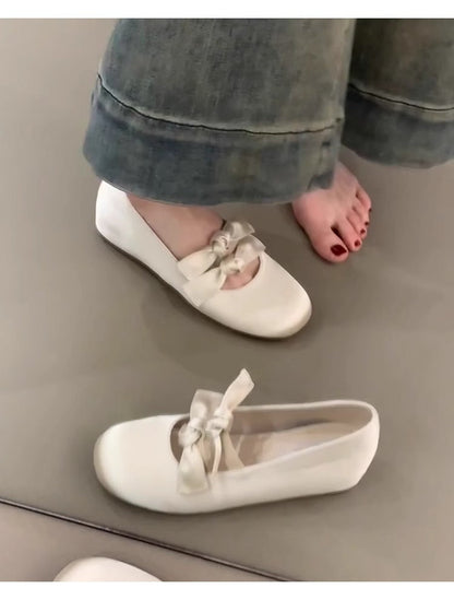 Damen Ballerinas Schleife Elegant Bequem