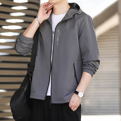 Herren Sportjacke Wetterfest Verstellbare Kapuze Funktionell