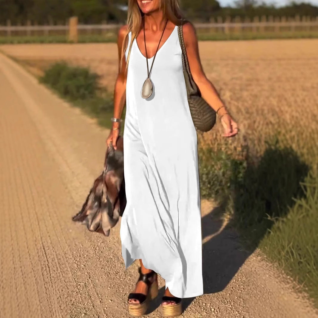 Damen Maxikleid Elegant V-Ausschnitt Hochwertig - BerlinGlamour