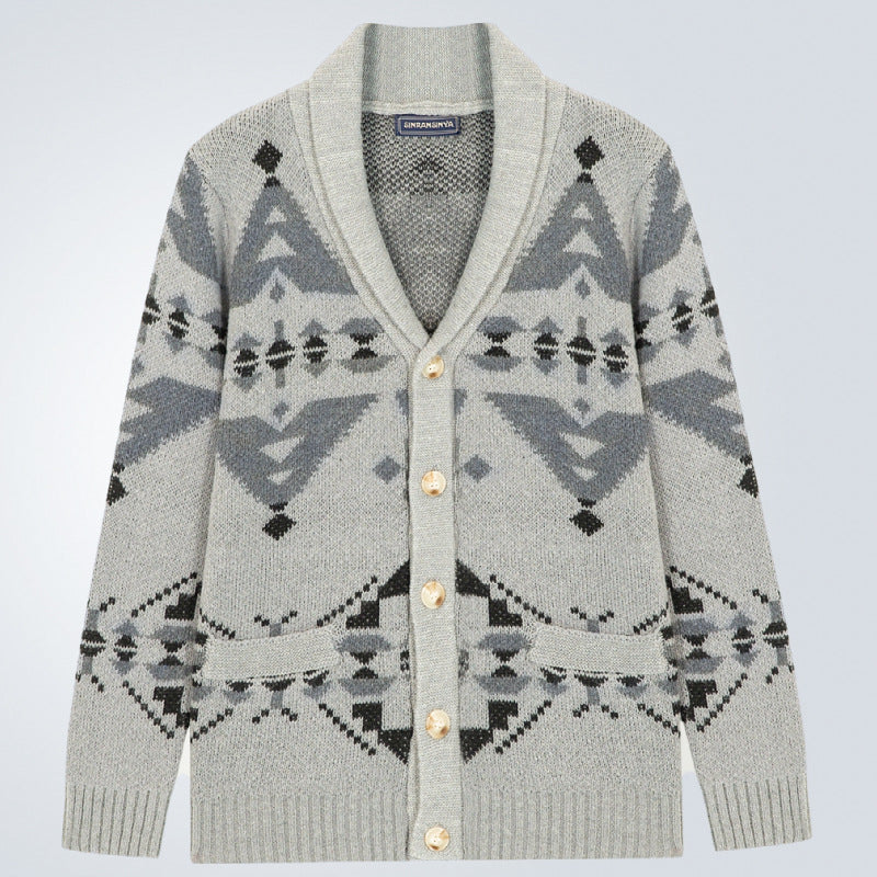 Herren Strickjacke Geometrisch Warm mit Weichem Innenfutter