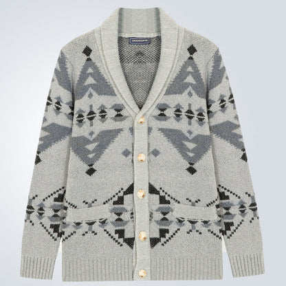 Herren Strickjacke Geometrisch Warm mit Weichem Innenfutter
