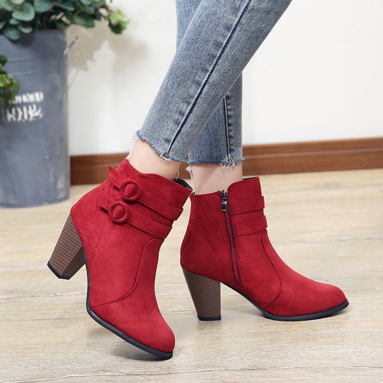 Damen Stiefeletten mit Riemen und hohem Absatz Elegant