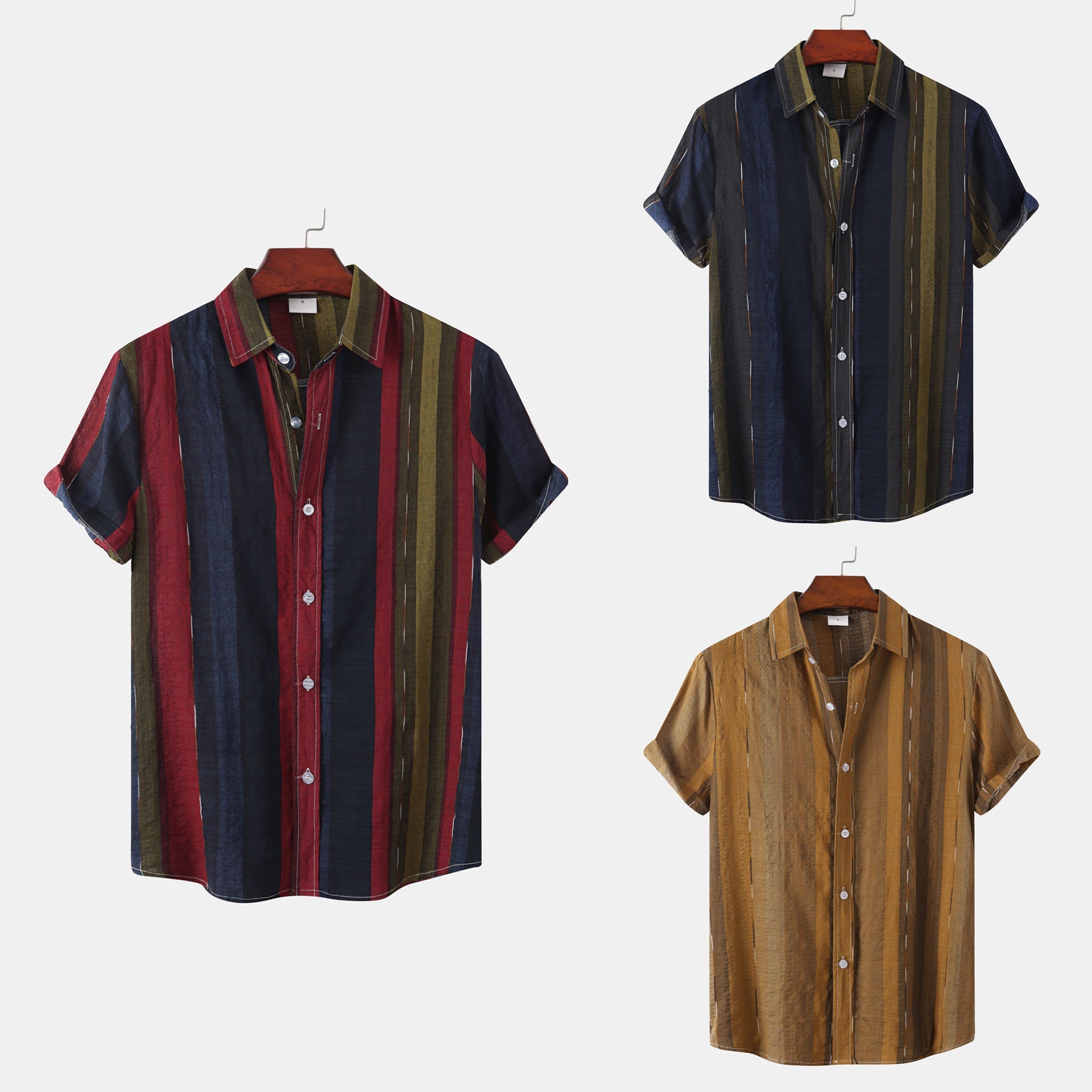 Herren Kurzarmhemd Modern Streifen Hemd Sommer - BerlinGlamour