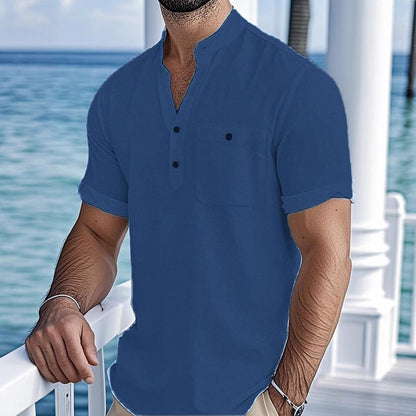 Herren Kurzarm Hemd Knopfverschluss Freizeit Moderne Style