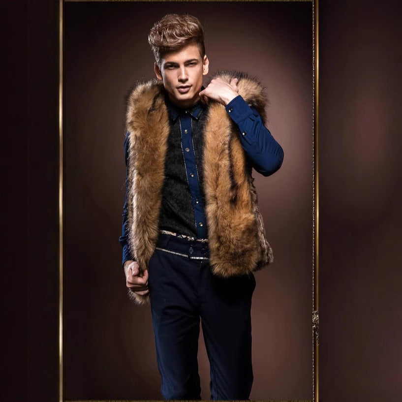 Herren Kunstpelz-Weste Elegante Luxus Weste mit Tiefer Kragen - BerlinGlamour