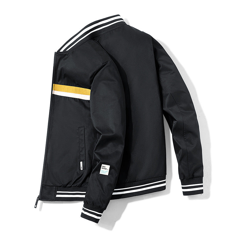 Herren Sportjacke Modern mit Streifen Kragen und Taschen - BerlinGlamour