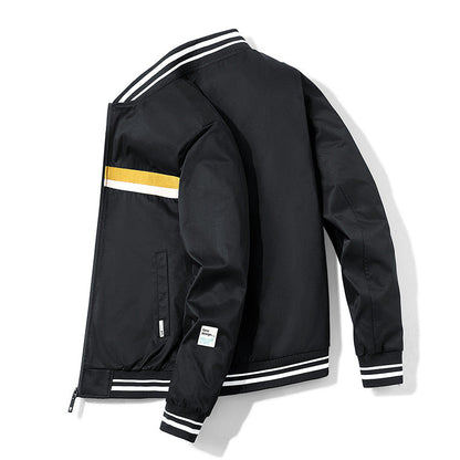 Herren Sportjacke Modern mit Streifen Kragen und Taschen - BerlinGlamour