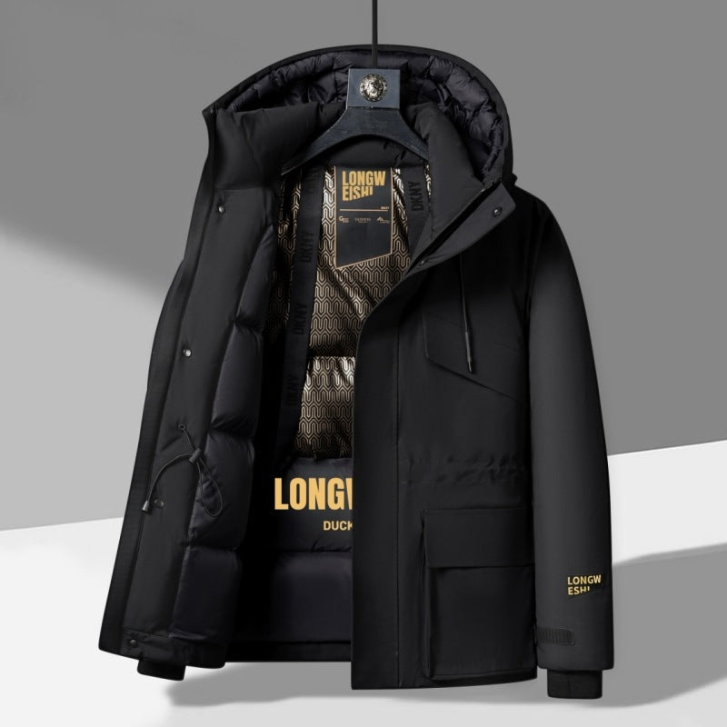 Herren Winterjacke Isoliert Warm mit Kragen und Taschen