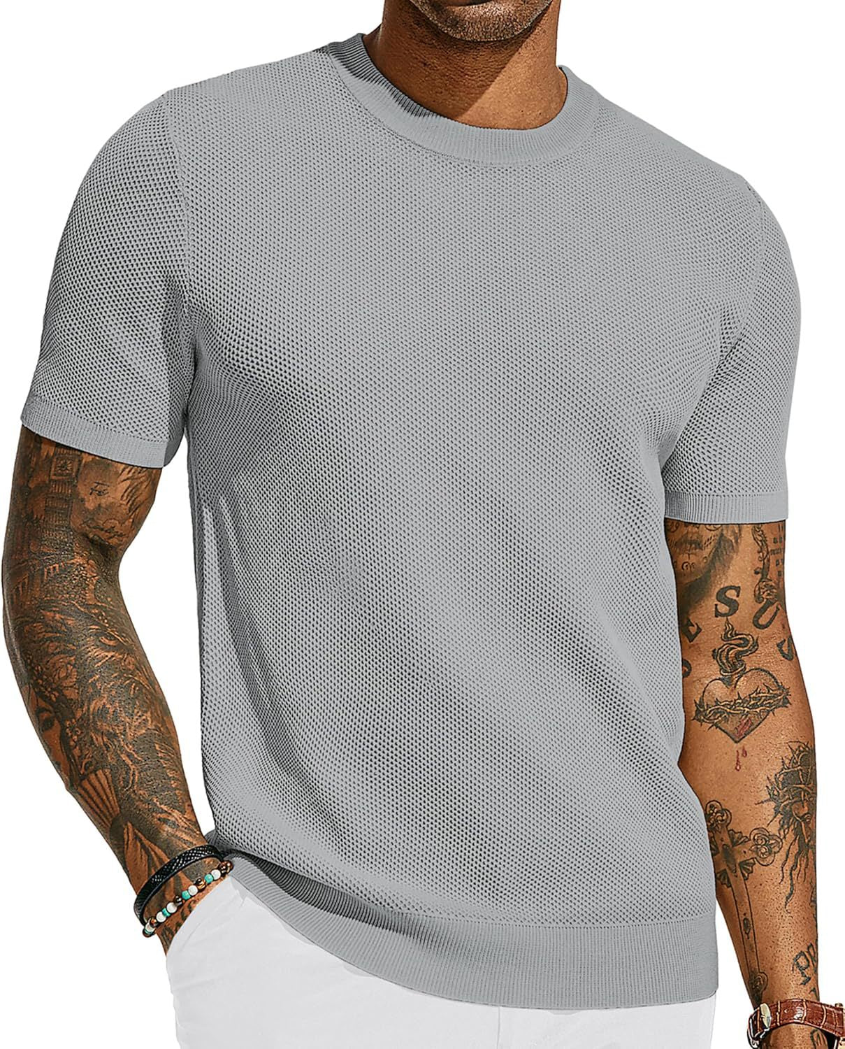 Herren T-Shirt Atmungsaktiv Netz-Top Sportlich