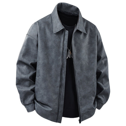 Herren Lederjacke Sportlich Elastisch Schwarz Modern