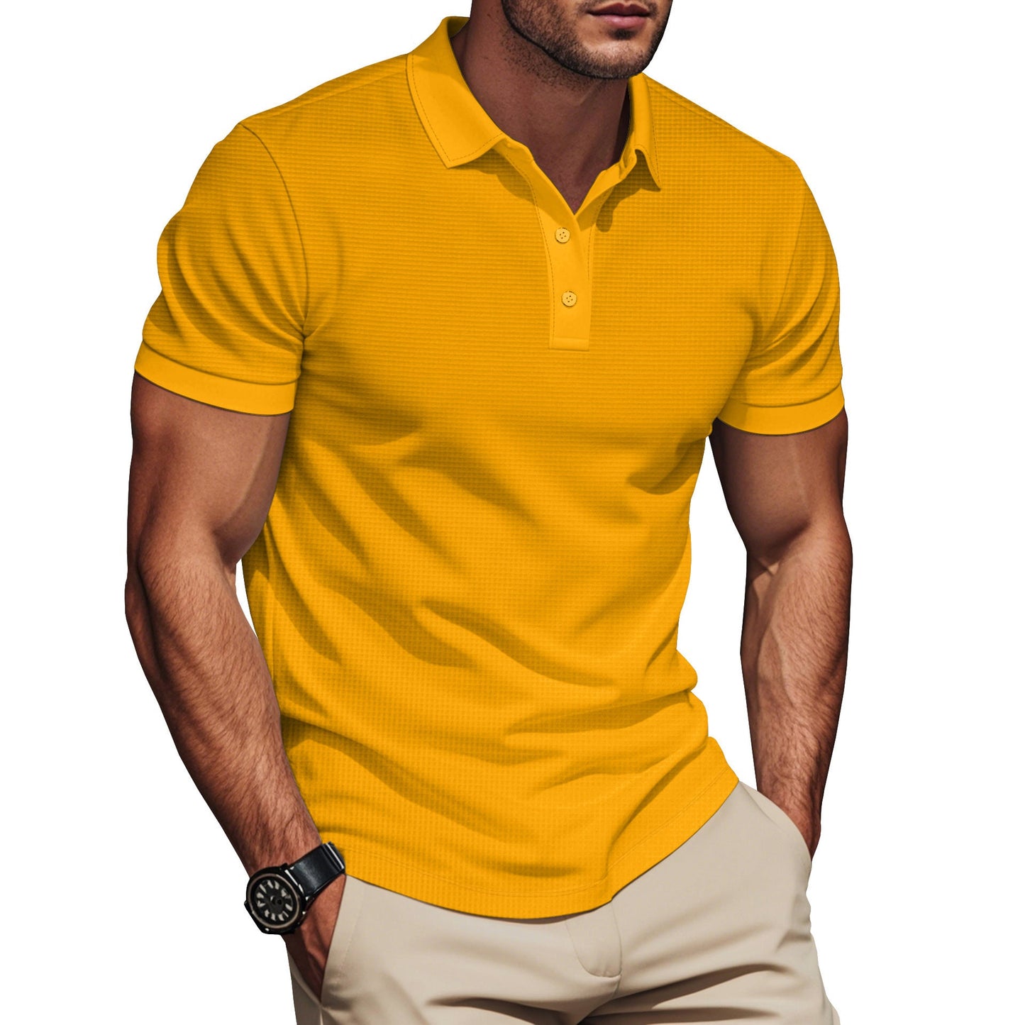 Herren Poloshirt Komfort Design Strukturiert Modern