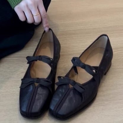 Damen Ballerinas Lederschuhe Elegante Schleife - BerlinGlamour